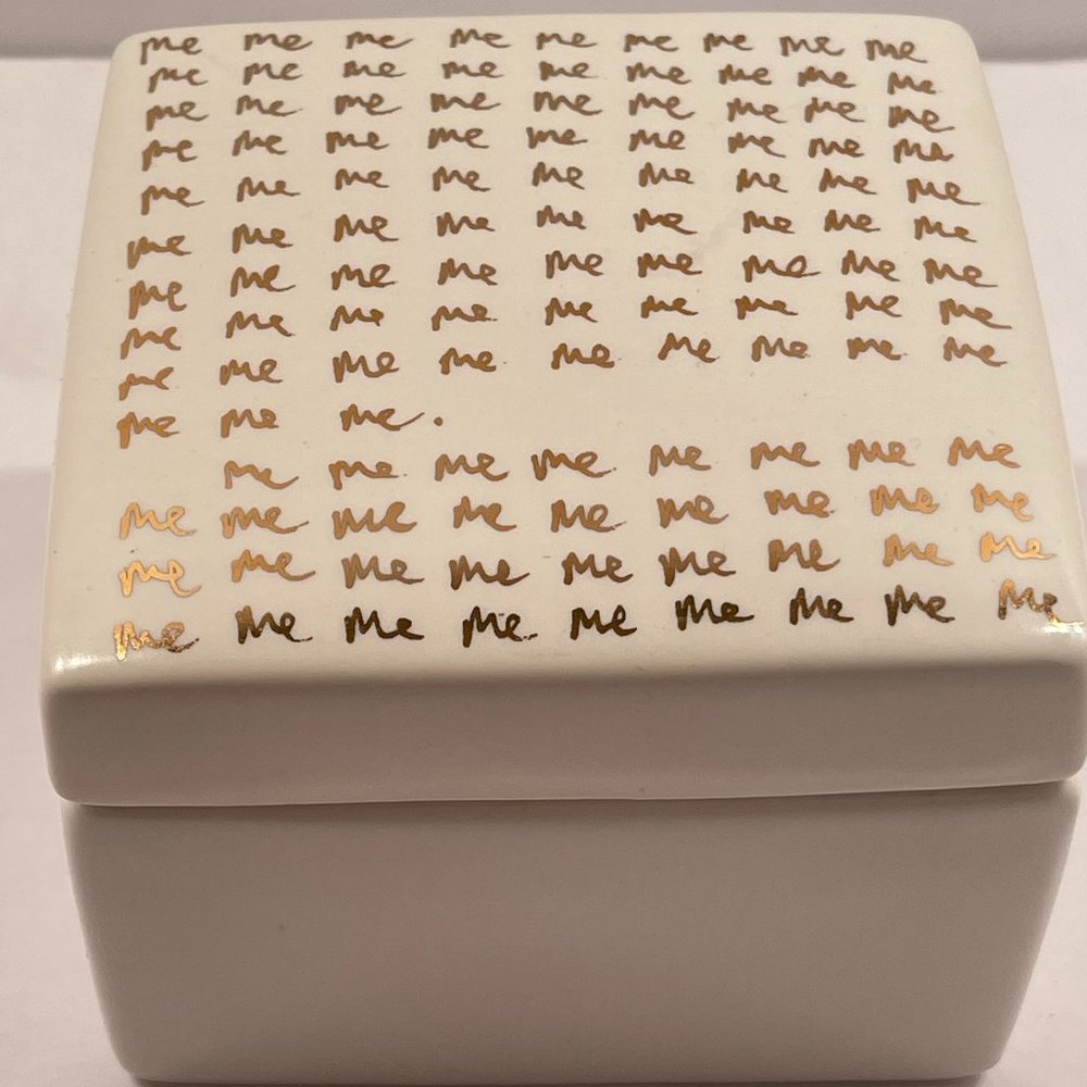 Hugo Guinness For J.Crew Gold Tone ME ME ME Ceramic Trinket Box.